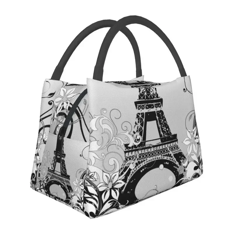 Eiffel Tower Paris Insulated Lunch Bag for Camping Travel Romantic French Waterproof Cooler Thermal Bento Box Women