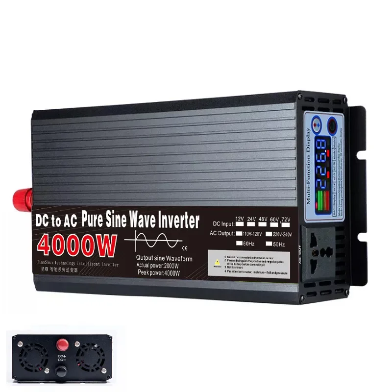 for high power pure sine wave inverter with color screen display for vehicle use converting 12V and 24V DC to 220V AC output