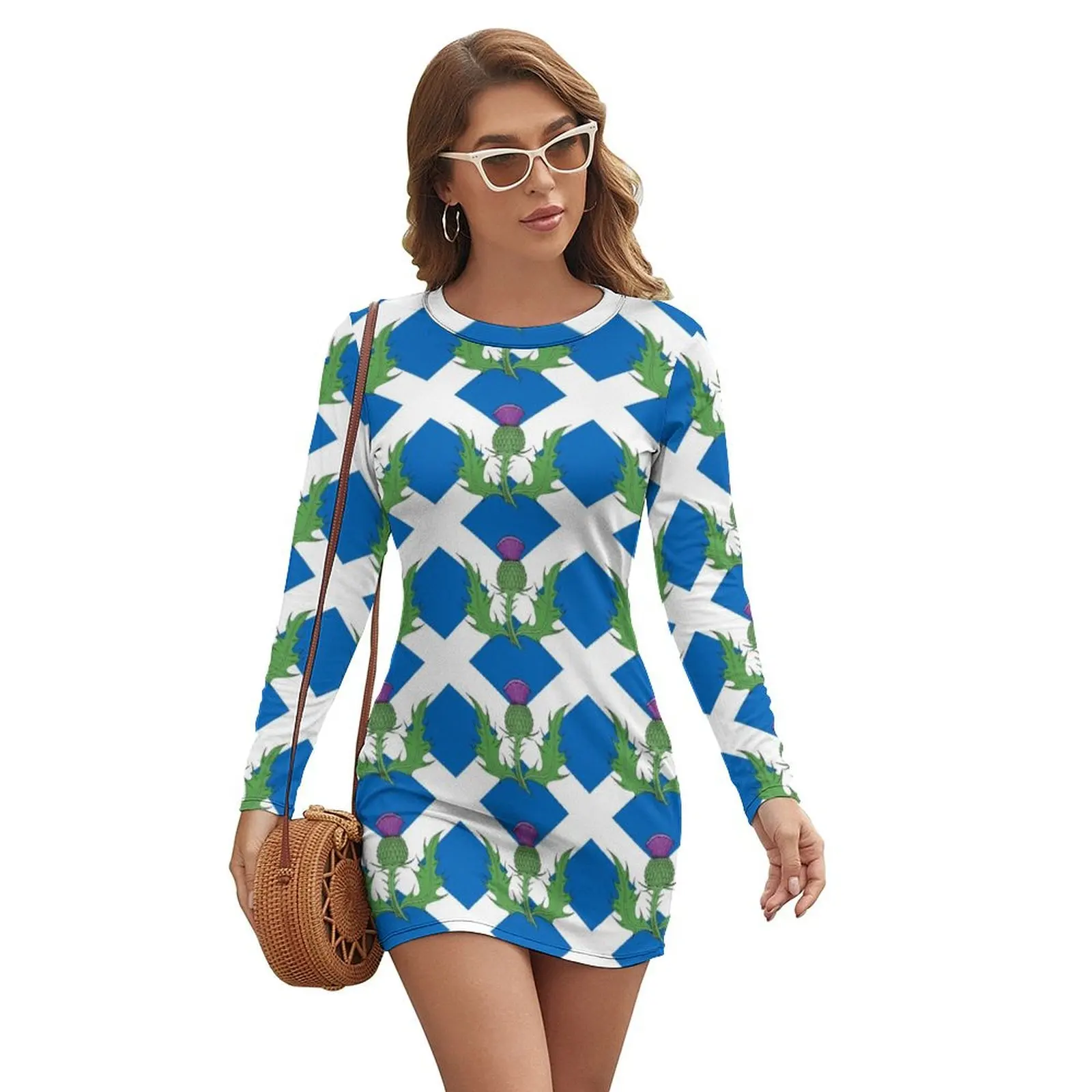 

Scottish Thistle & Saltire Long-sleeved Dress dresses for women summer dress woman 2024 trendy