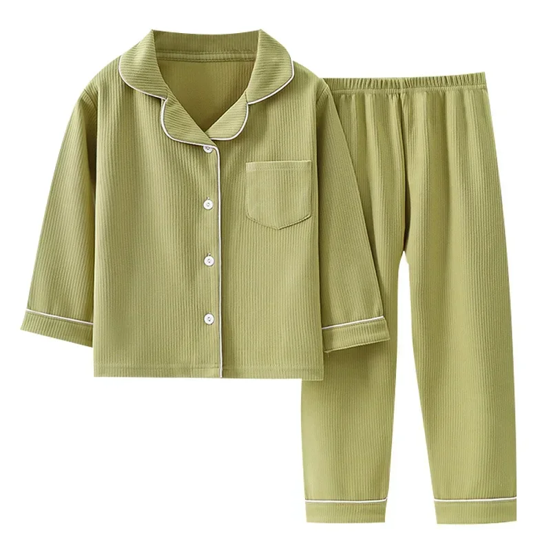 Pyjama pour enfants de 1 à 16 ans, ensemble de vêtements de nuit, couleur unie, pour adolescents, garçons et filles, collection automne hiver 2024