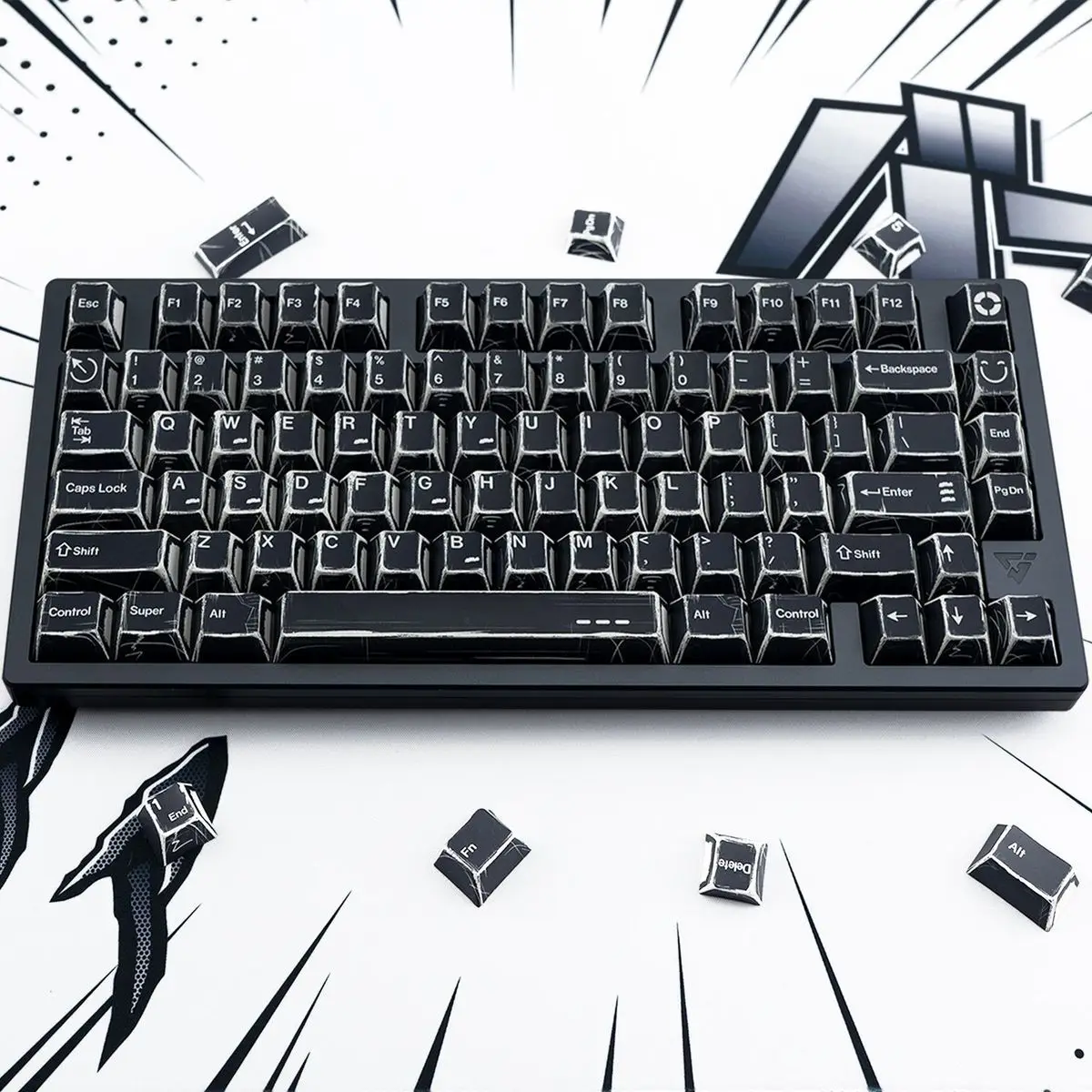 

Корейские/немецкие/английские черные колпачки для клавиш из ПБТ с сублимационной краской из ПБТ, колпачки для клавиш с вишневым профилем для переключателей MX, клавиатура