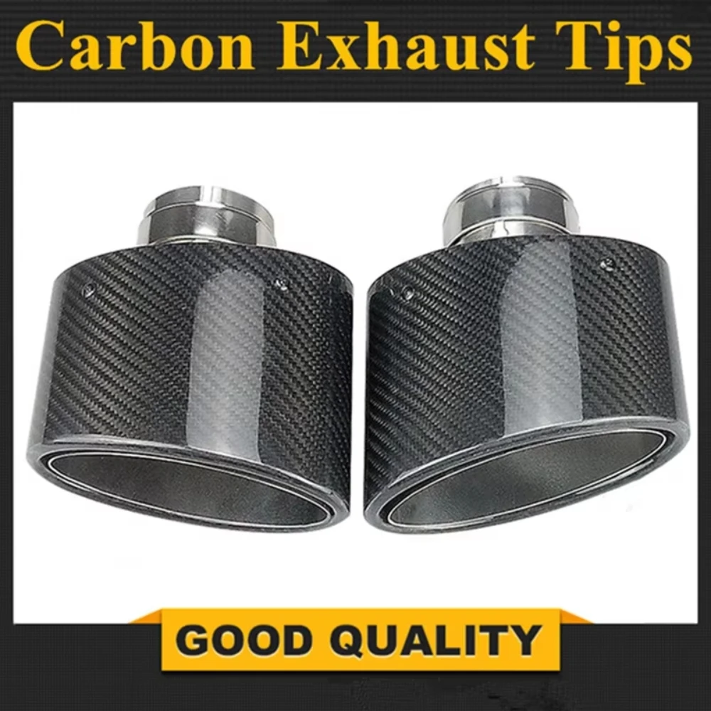 

Universal Glossy Carbon Fiber Car Mufflers Tip Exhaust Pipe Nozzle Decoration Universal Stainless Oval Width 150mm