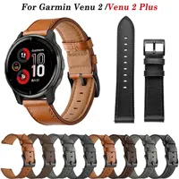 Leather Strap For Garmin Vivoactive 3 4 Venu 2 Plus Vivomove HR Forerunner 745 645 255 Smart Watch Bands 20/22mm Straps Bracelet