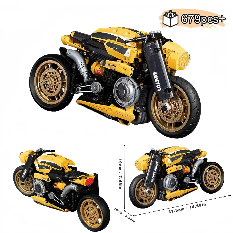 

2025 Technical Motorcycle Building Blocks DIY Model Set MOC Assemble Bricks Toys for Kids Boys birthday Christmas Halloween gift