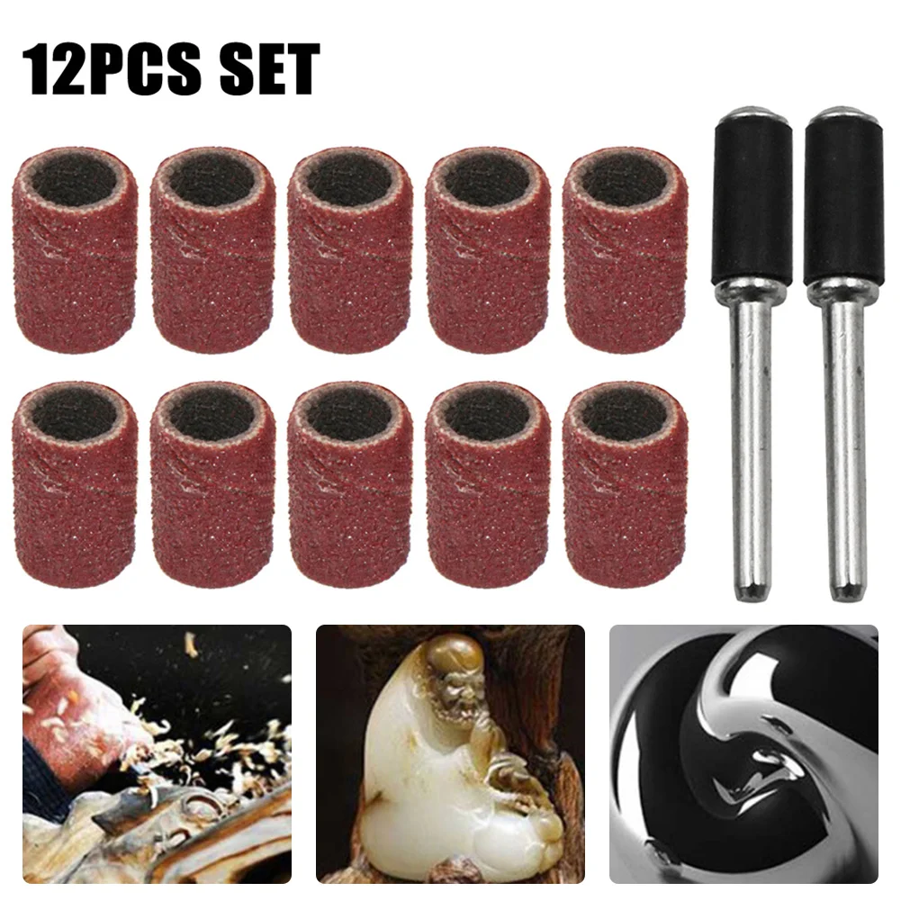 

12 шт. шлифовальное кольцо со стержнем, набор абразивных вращающихся инструментов, шлифовальный барабан, шлифовальная головка, электрическая дрель, шлифовальный песок, Rin