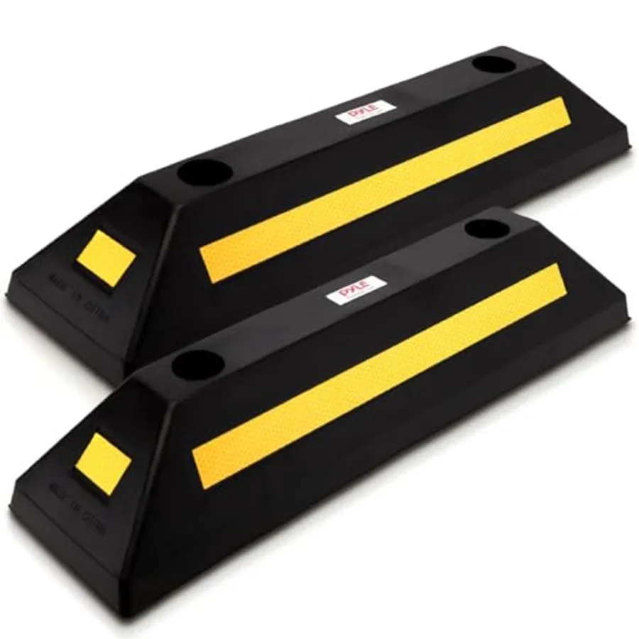 

Heavy Duty Rubber Wheel Stops for Garage Parking Durable High-Visibility Tire Blocks for Cars Trucks Vans RVs Trailers Forklift