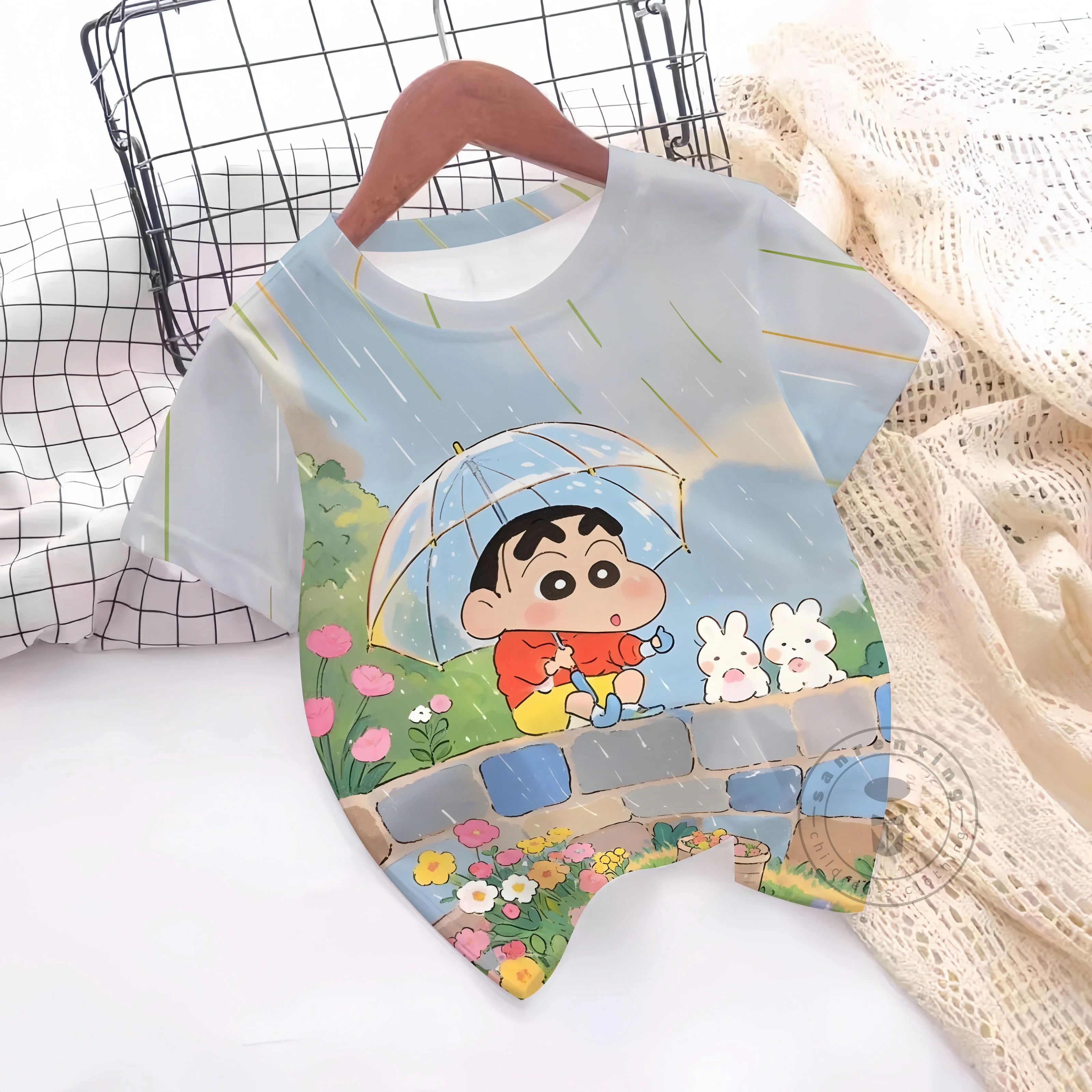 

T-Shirts For Boys Summer Fun Childrens Clothing Steam Crayon Shin-chan T Shirts 3D Print Outdoor Short Sleeves Kids Girl Clothes