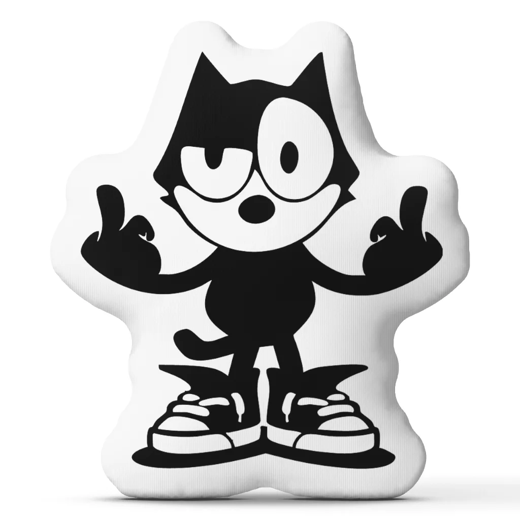 Felix Cat Middle Finger Shaped Throw Pillow Funny Classic Cartoon Cushion Stuffed Decorative Pillow for Sofa Home Decor Gift