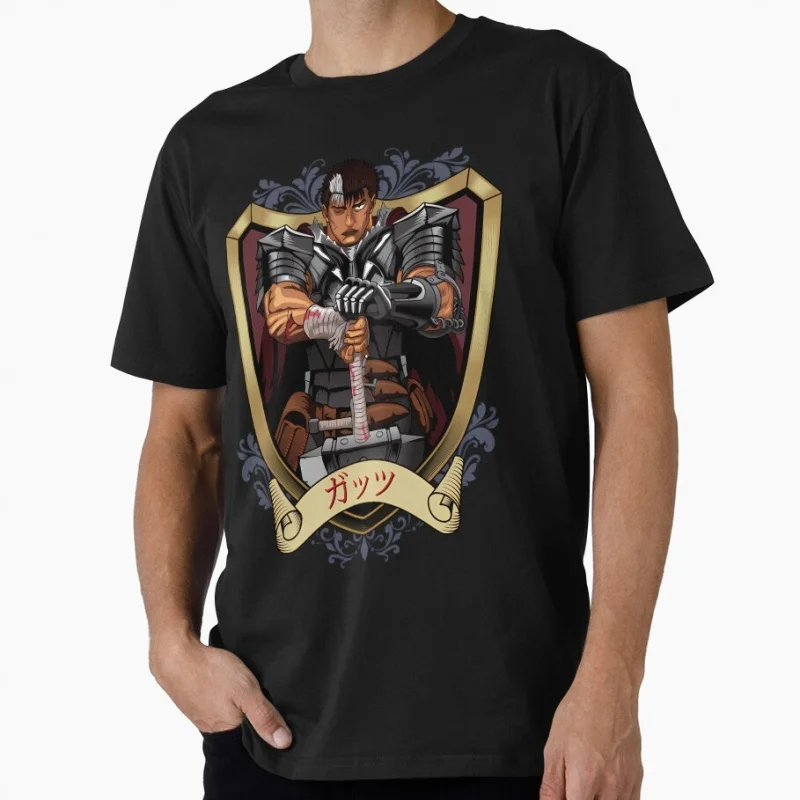 

0922 Guts Berserk Japanese Anime Gift t shirt 100% cotton print clothing Swordsman Manga Graphic Tee Y2K clothes Large size Tops