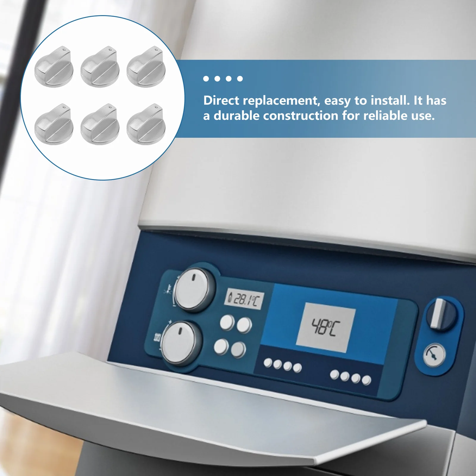 

6pcs Zinc Alloy Gas Stove Knobs 6Mm Shaft Universal Replacement Silver Metal Round Handle For Cooktop Oven Stove Control Knob