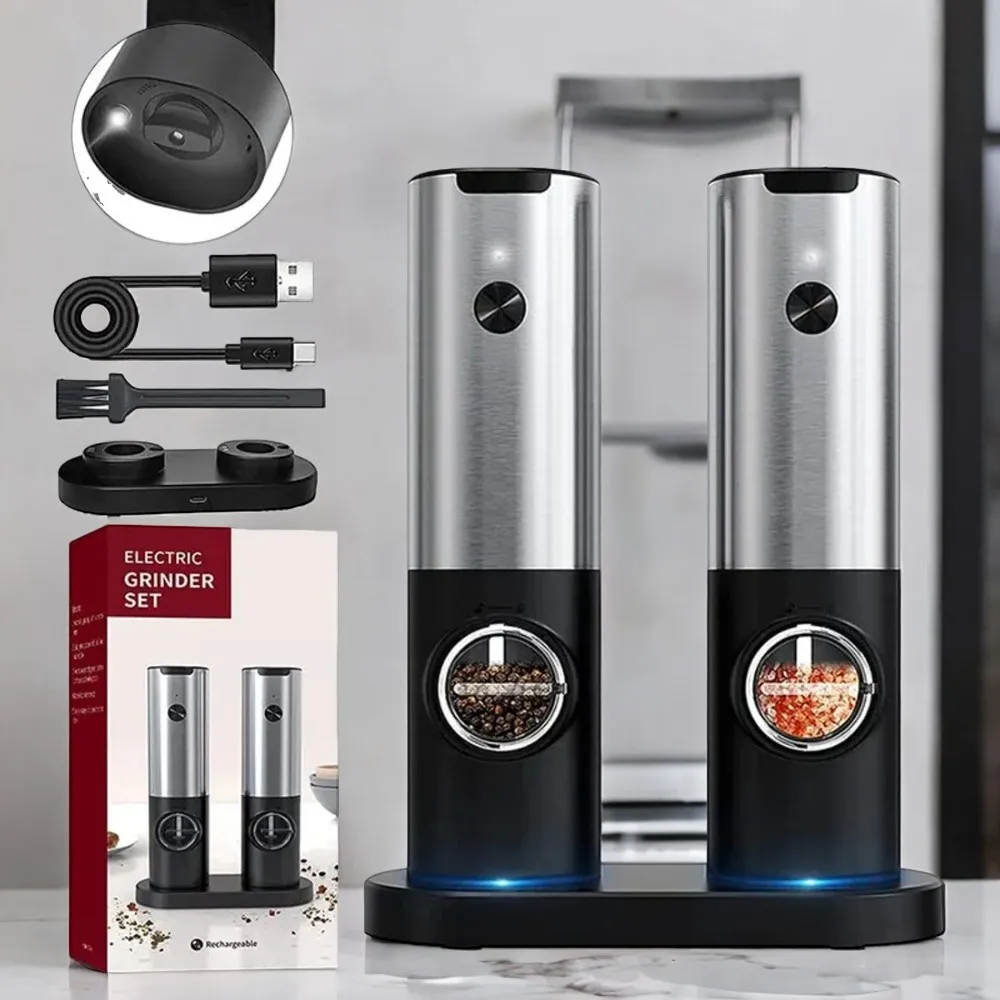 Enhance your culinary creations with this essential, rechargeable USB salt and pepper grinder. Achieve the perfect seasoning wit