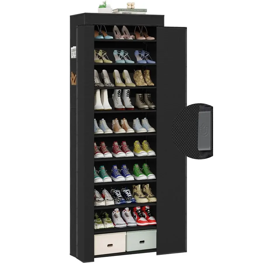 

Полка для обуви Lazydrop с крышкой, высокая полка для обуви с магнитной застежкой, 10-уровневый органайзер для хранения обуви для 3437 пар обуви