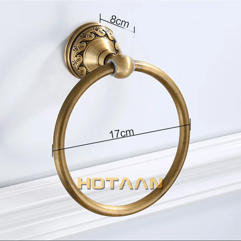 Bathroom Towel holder, Aluminium Wall Mounted Round Antique Brass Towel Ring Towel Holder Classic Bathroom Accessories