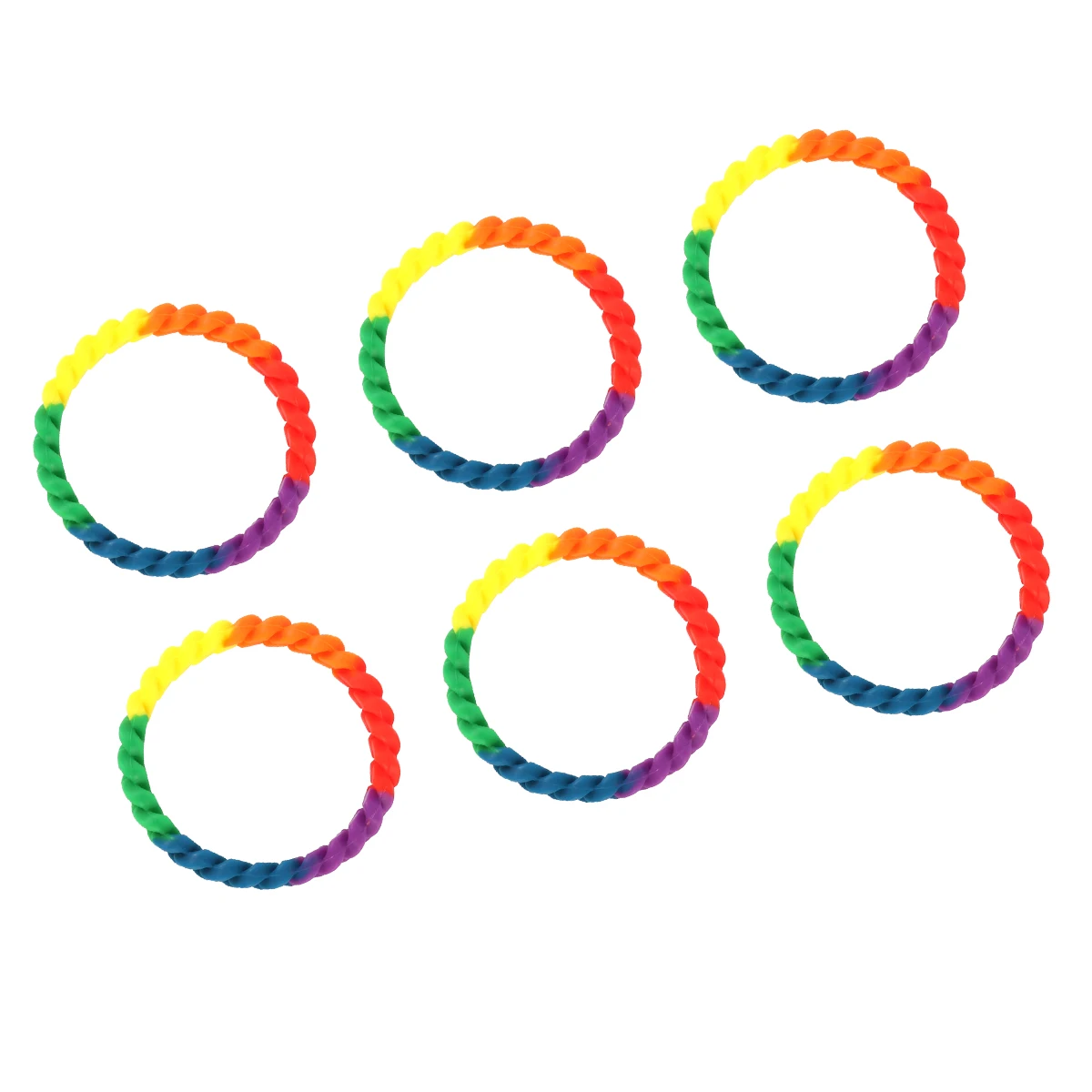 

6PCS Silicone Bracelets Wristbands Rainbow Color Adjustable Soft Comfortable Event Party FavorGay Lesbian Pride