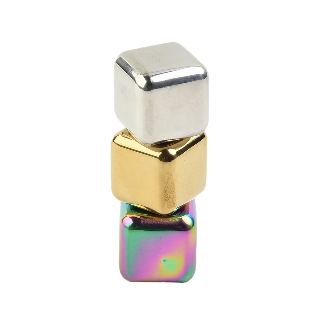 Conjunto de cubos de gelo de aço inoxidável reutilizáveis pedras para uísque, vinho, festa fria, ferramenta bar, 1pc