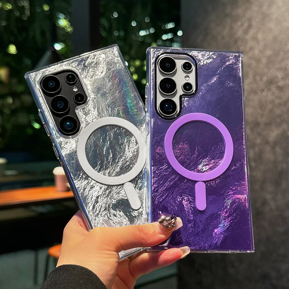 The new gradient glacier pattern for Samsung Galaxy S25 S24 S23 S22 Fe Ultra Plus 4g 5g mobile phone case is waterproof.