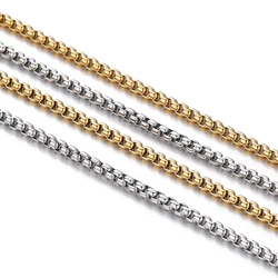 2Meters 2/2.5mm Stainless Steel Square Beads Link Chains for DIY Necklace Bracelet Anklet Jewelry Making Accessories Supplies