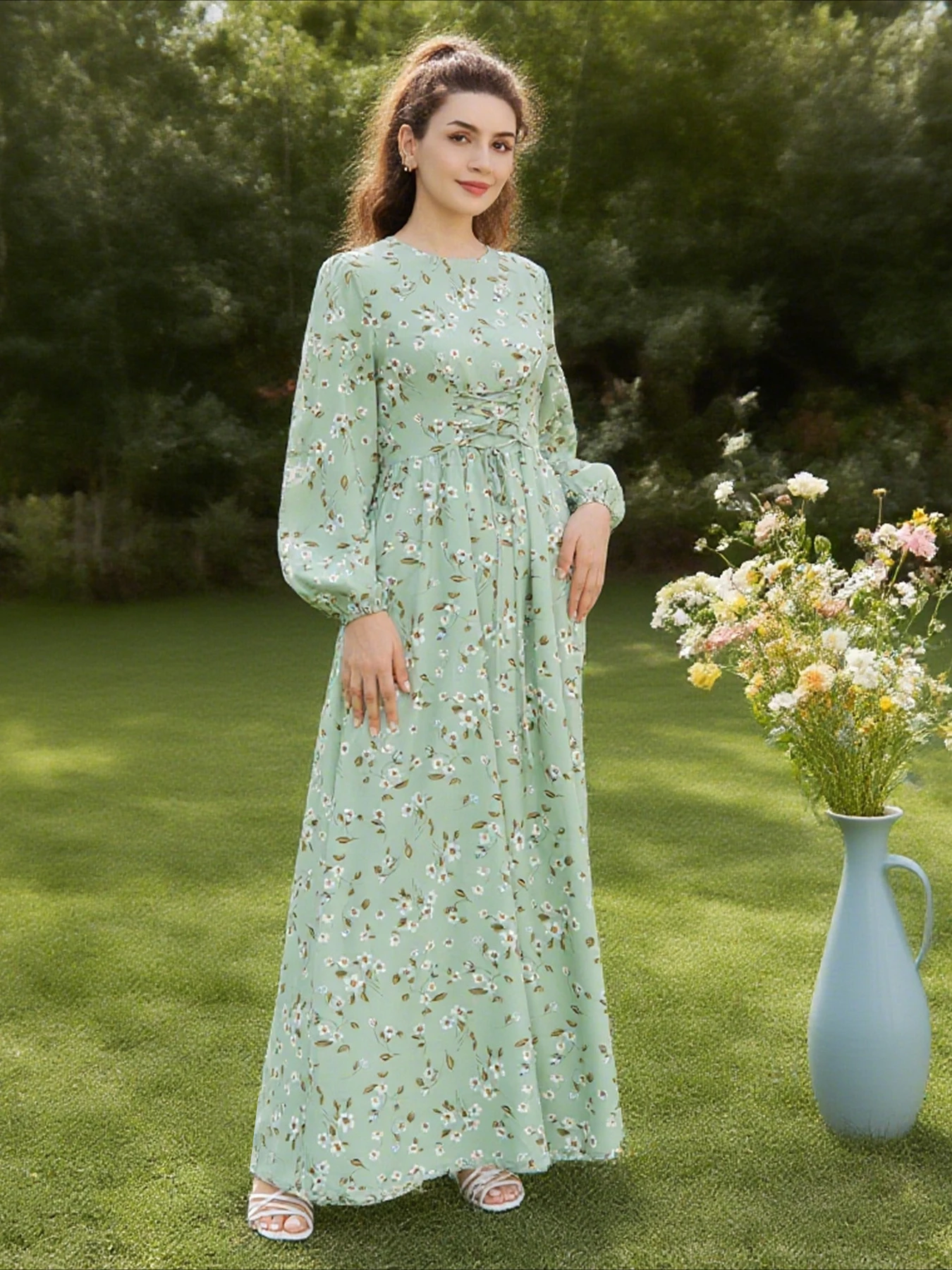 Eid Drucken Muslimischen Kleid Frauen Party Abaya Ramadan Marokkanischen Kaftan Robe Jalabiya Eid Vestidos Largos Dubai Abayas Kleider 20