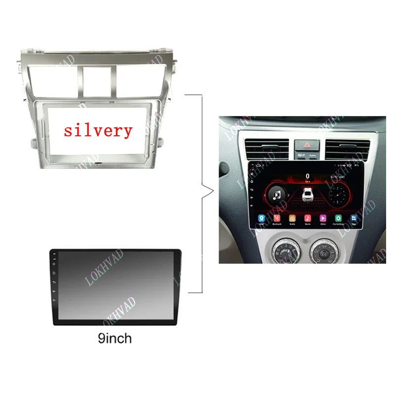 9 Inch Car Frame Fascia Adapter Android Radio Dash Fitting Panel Kit For Toyota Vios Belta Yaris Vitz 2008-2013#035