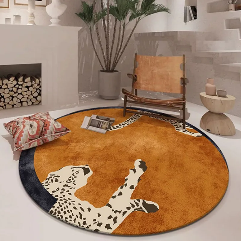 Modern Style Carpets for Living Room Nordic Bedroom Decoration Plush Carpet Home Round Leopard Floor Mat Fluffy Soft Lounge Rug