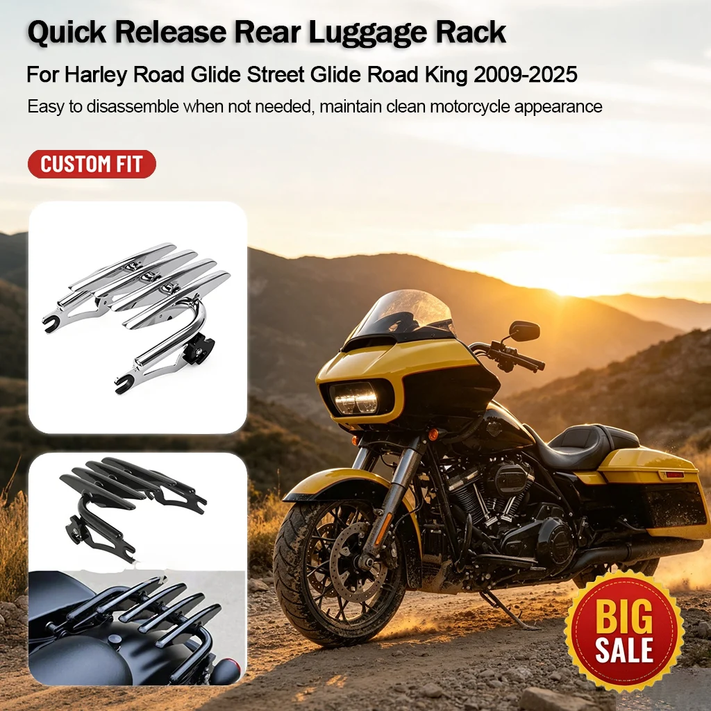 support-de-bagages-a-degagement-rapide-pour-harley-touring-2009-2025-porte-bagages-arriere-detachable-pour-road-king-road-glide-street-glide-piece-de-modification