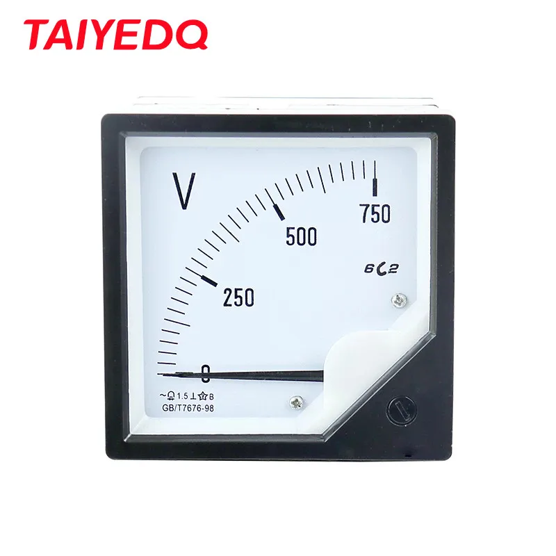 DC Analog Pointer Meter 5V 10V 15V 30V 75V 100V 150V 300V 500V 750V 1000V Square 6C2-V 80*80mm Voltmeter