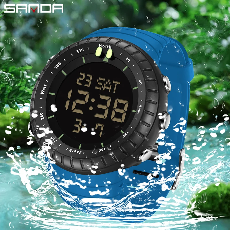 Sanda Top Marke G-Stil Militärs port Outdoor-Uhren Männer führte digitale wasserdichte Elektronen armbanduhr Männer Stoppuhr Wecker