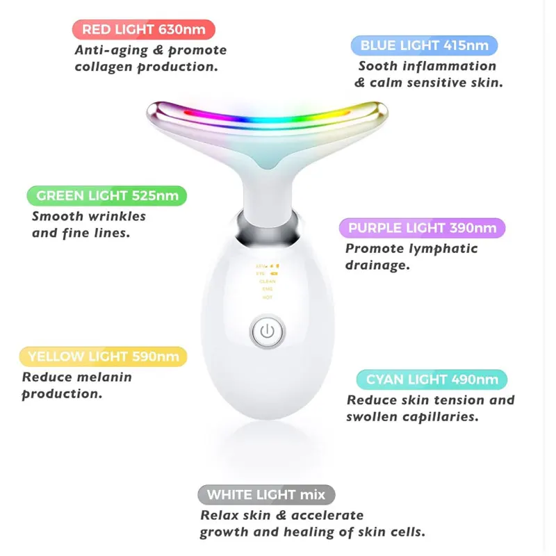 Face Lift 3 Colors/7 Colors Face Neck Massager  Electric Skin Tightening Device LED Beauty Instrument Wrinkle Remover