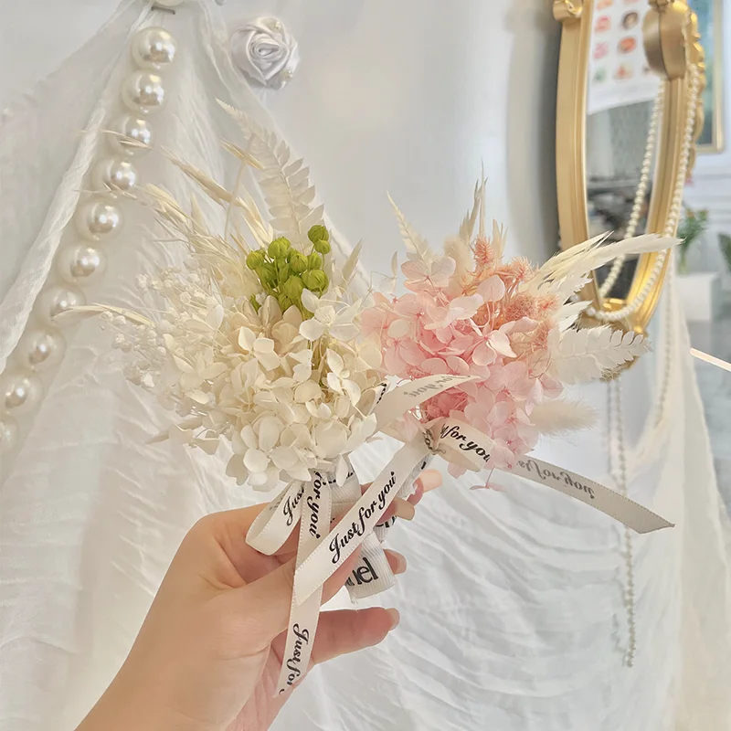 Dried Flower Bouquet - Mini Natural Dried Flower Bouquet,Wheat Hydrangea