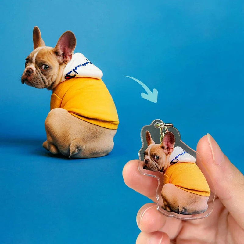 Custom Kids Headshot Photo Keychain Custom Acrylic Photo Keychains Personalized Puppy Kitten Backpack Car Keepsake Family Gifts