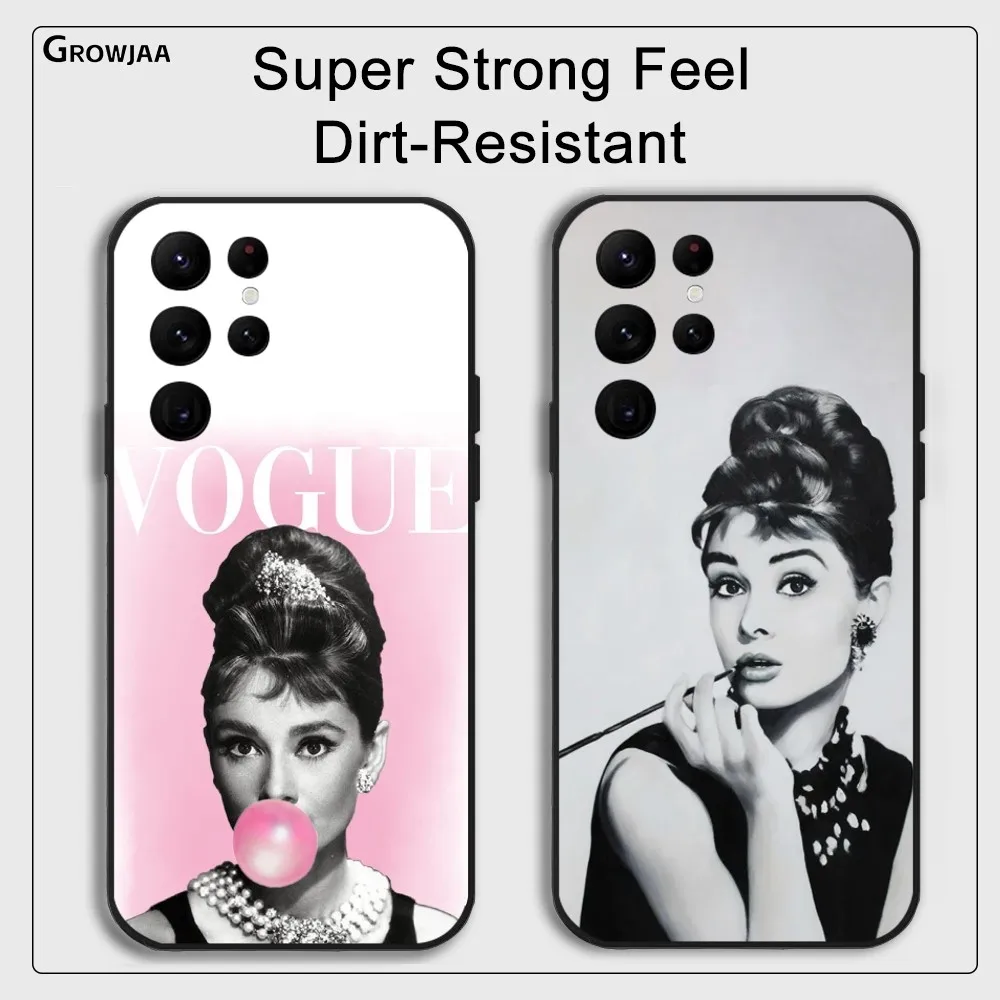 Classic A-Audrey H-Hepburn Phone Case For Samsung Galaxy S25 S24 S22 S23 Ultra S21 S20 Plus 5G Protective Silicone Funda