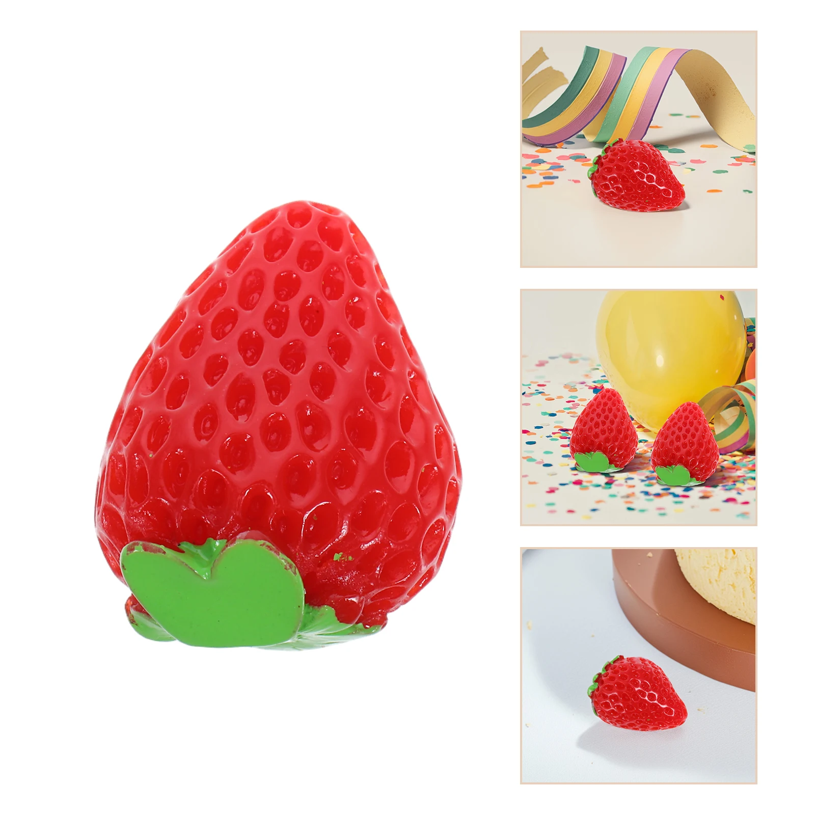 

10 Pcs Resin Strawberry Strawberries Artificial Raspberry Fruit Decor Cake (6# Photo Simulated Props Bowl Office Ornaments