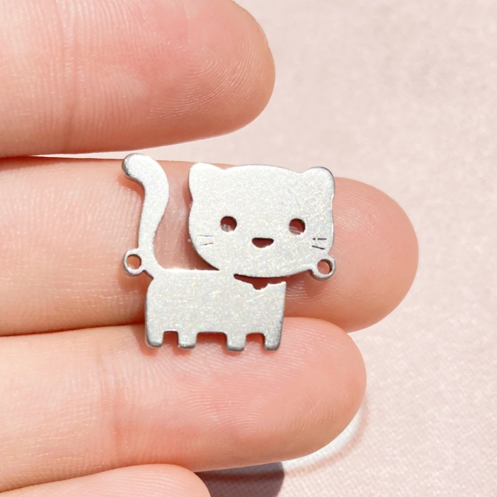 

Metal Animal Smile Cat Jewelry Finding Steel High Polished Handmade Bracelet Kitty Charms Diy Connectors 10PCS/Lot Wholesale