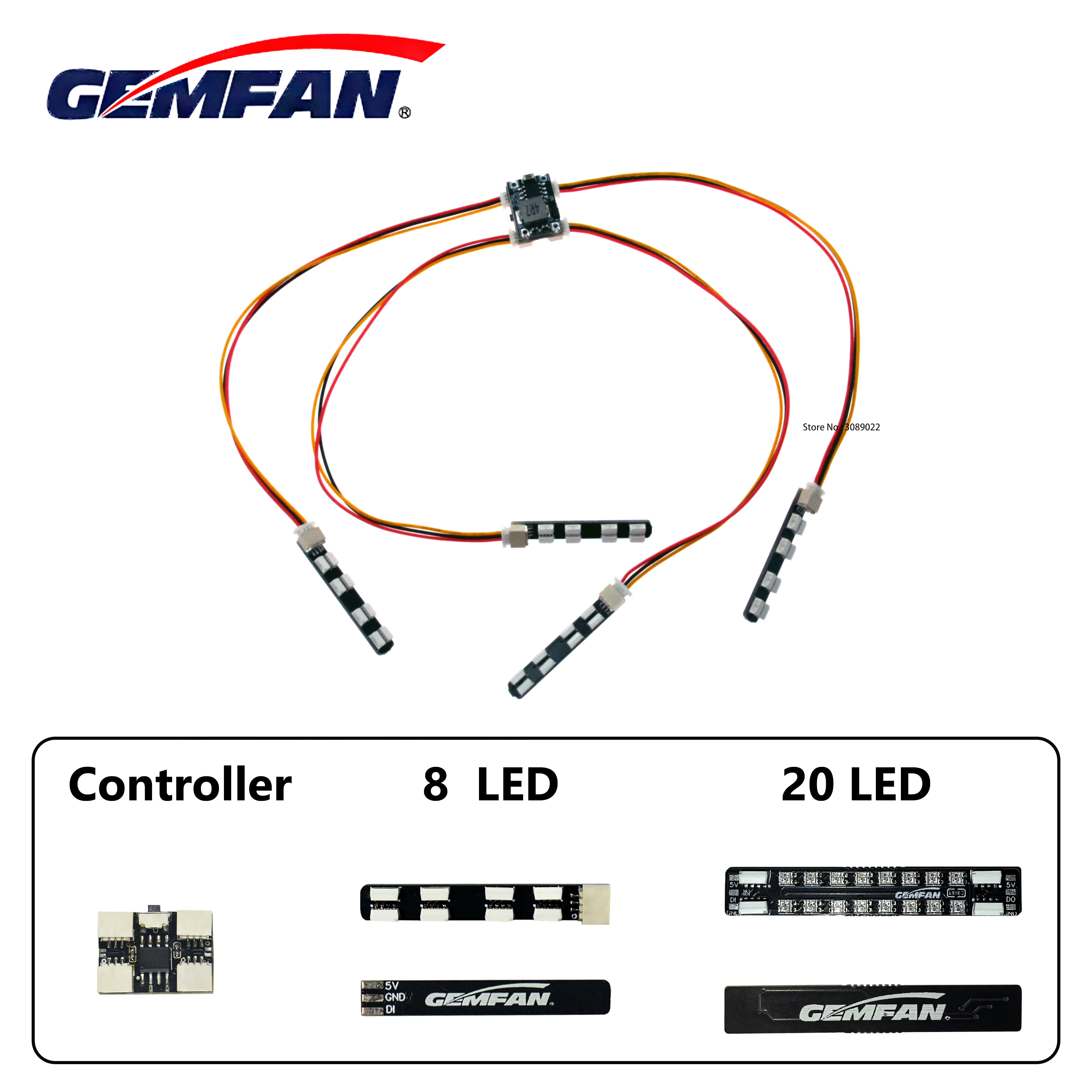 Gemfan LED Programable 2812 Arm LED Light Armlight 8LED 20LED 5V RGB With Control Panel 1g For RC FPV Racing Freestyle Drone