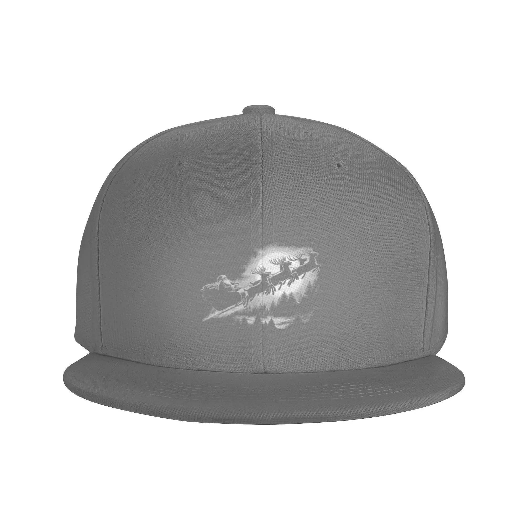 Fashion Vintage Santa Sleigh Christmas Reindeer Scene Santa Flying Over Forest Flat Brim Sun Hat  Hat Brand Men Caps