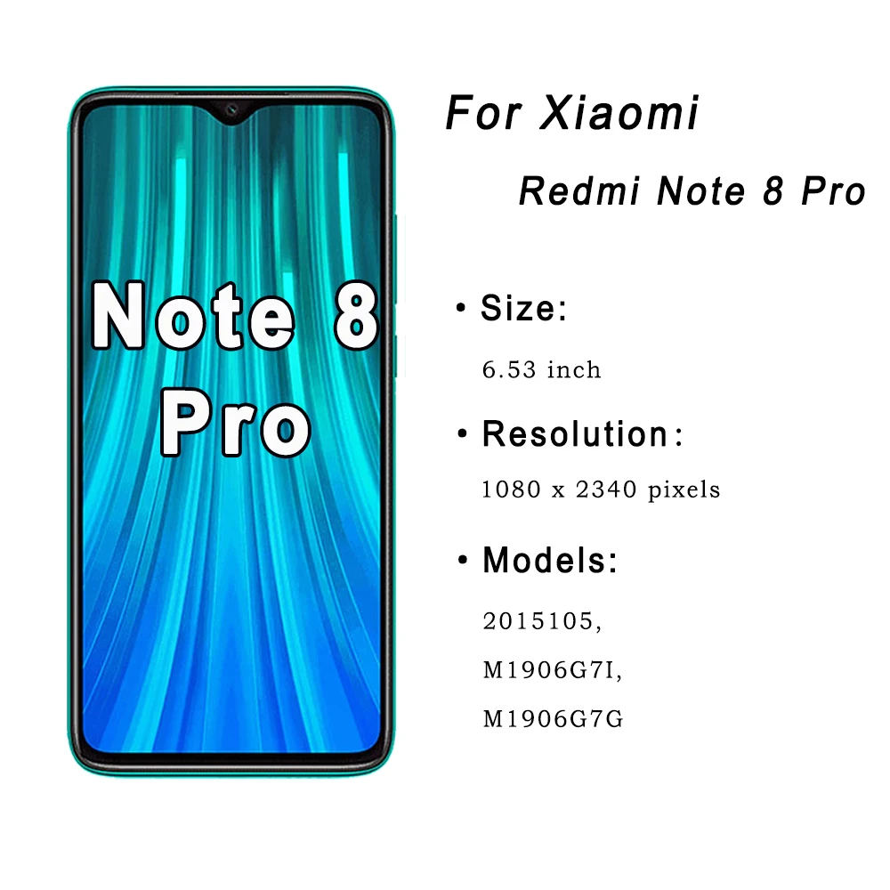شاشة LCD لشاومي ريدمي نوت 8 برو M1906G7I M1906G7G شاشة LCD تعمل باللمس محول الأرقام الجمعية استبدال ل ريدمي نوت 8 برو