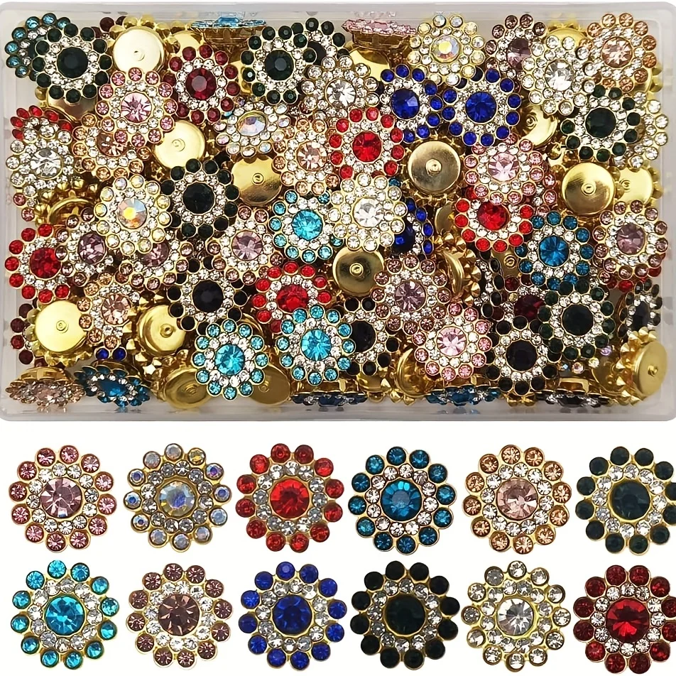 

100pcs 14mm Half Round Claw Rhinestones Flatback Golden Base Shiny Crystals Stones Sewing Sew On Rhinestones for Clothes Crafts
