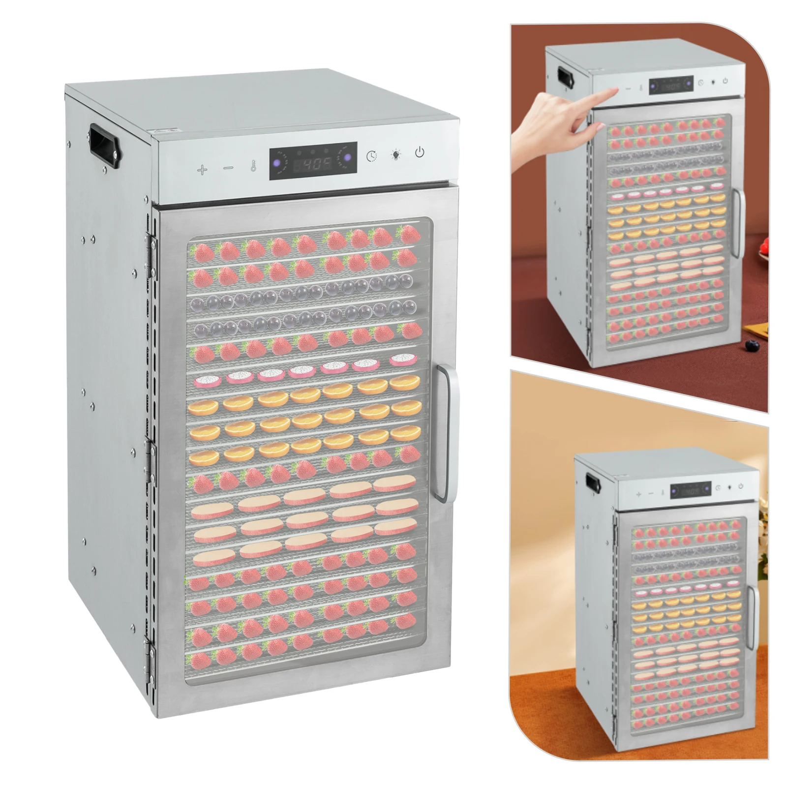 

18-Layer Stainless Steel Fruit Dryer 86-131℉ Food Dehydrator Circular Heat Dissipation Fan Stereoscopic Drying for Home Pet Shop
