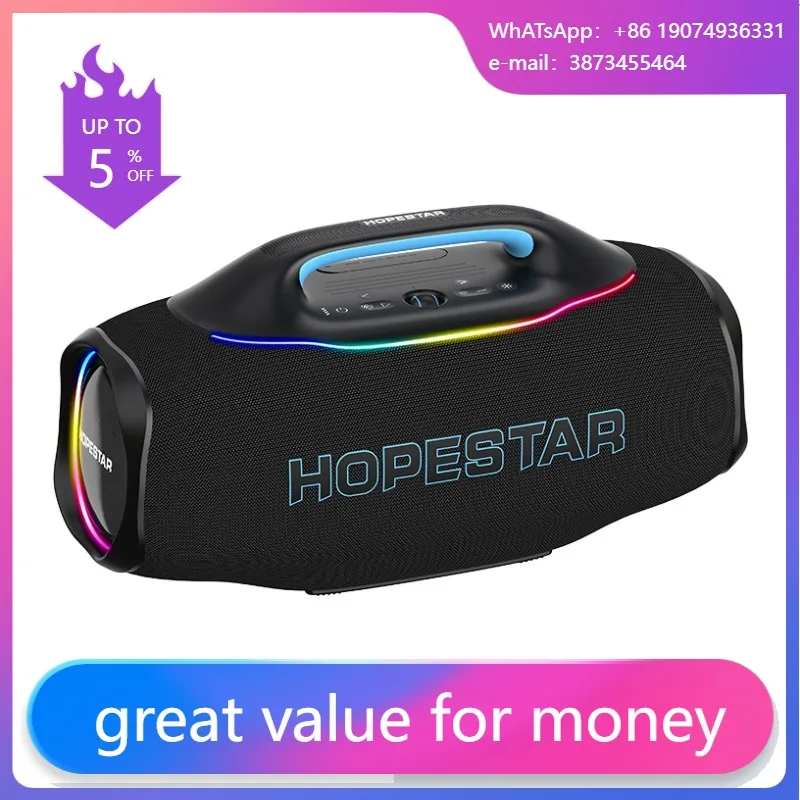 

HOPESTAR A95 580W Portable Bluetooth Speaker with UHF Wireless Mic 40000mAh Battery Outdoor Boombox with RGB Light & AuraCast