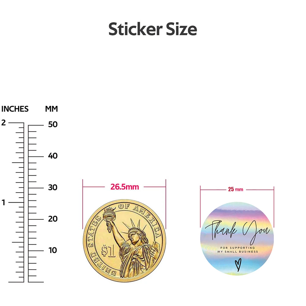 100-500 pces arco-íris laser obrigado você adesivos de 1 polegada pequenas empresas etiquetas adesivas para boutiques que envolvem fontes