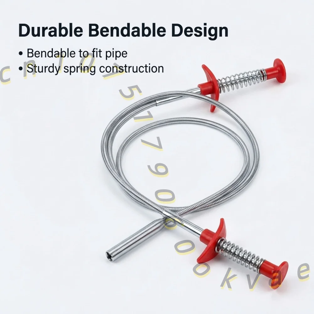 Sink Dredging Tool Flexible Drain Clog Remover Spring Pipe Dredger Grabber Tool for Hair Garbage Cleaning in Kitchen Bathroom