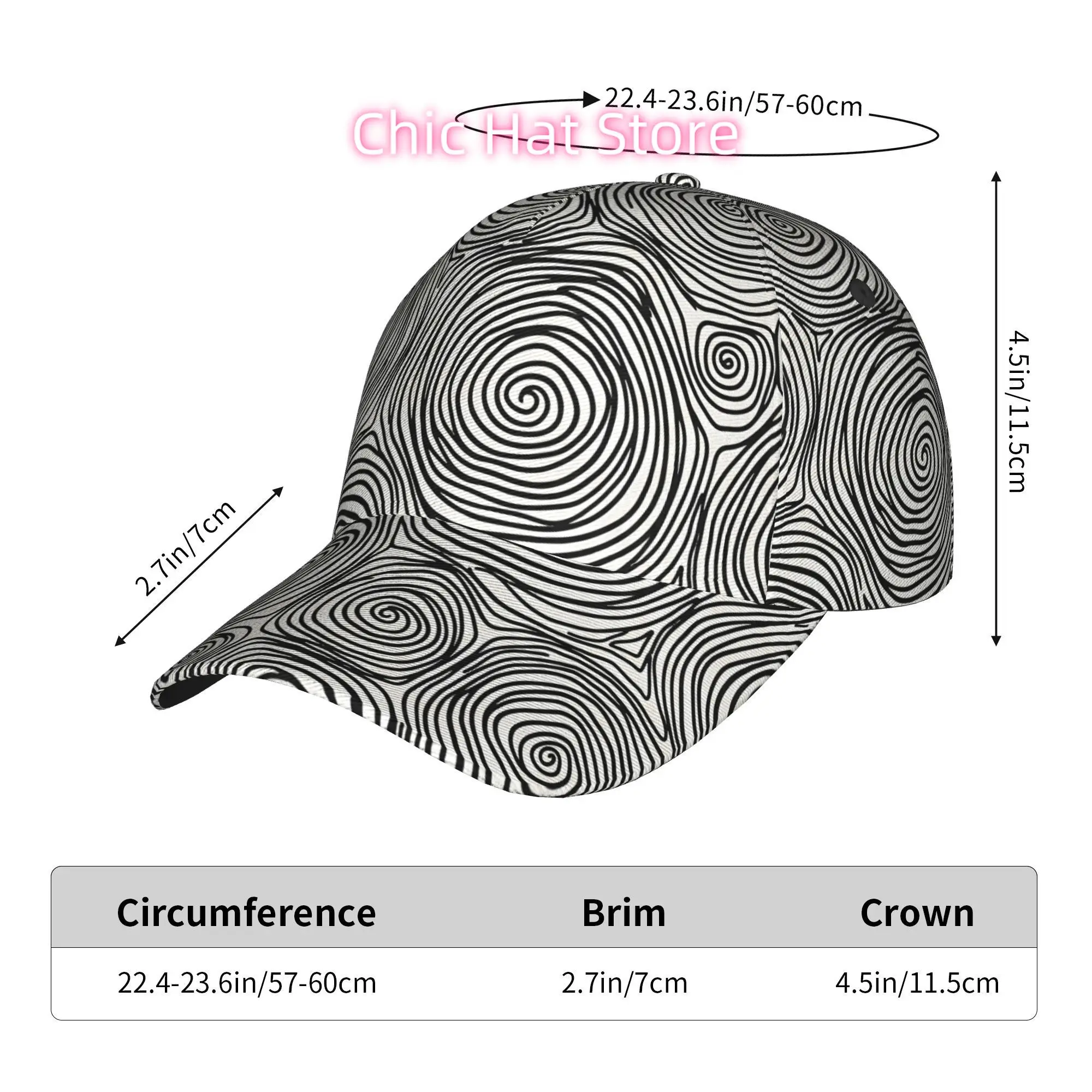Abstract Swirl Pattern, Fashionable Printed Baseball Cap, Curved Brim Baseball Cap, Sports Running Hat, Adjustable Baseball Hat