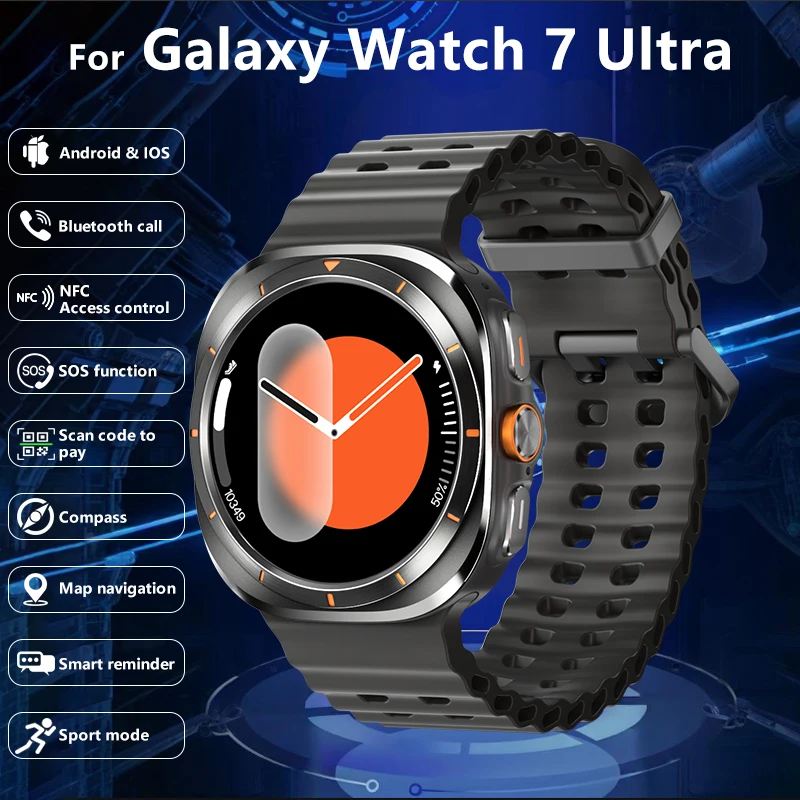 

For Galaxy Watch 7 Ultra Smart Watch For Men And Women HD AMOLED Voice Call NFC SOS Compass Sports Tracker IP68 Waterproof Watch