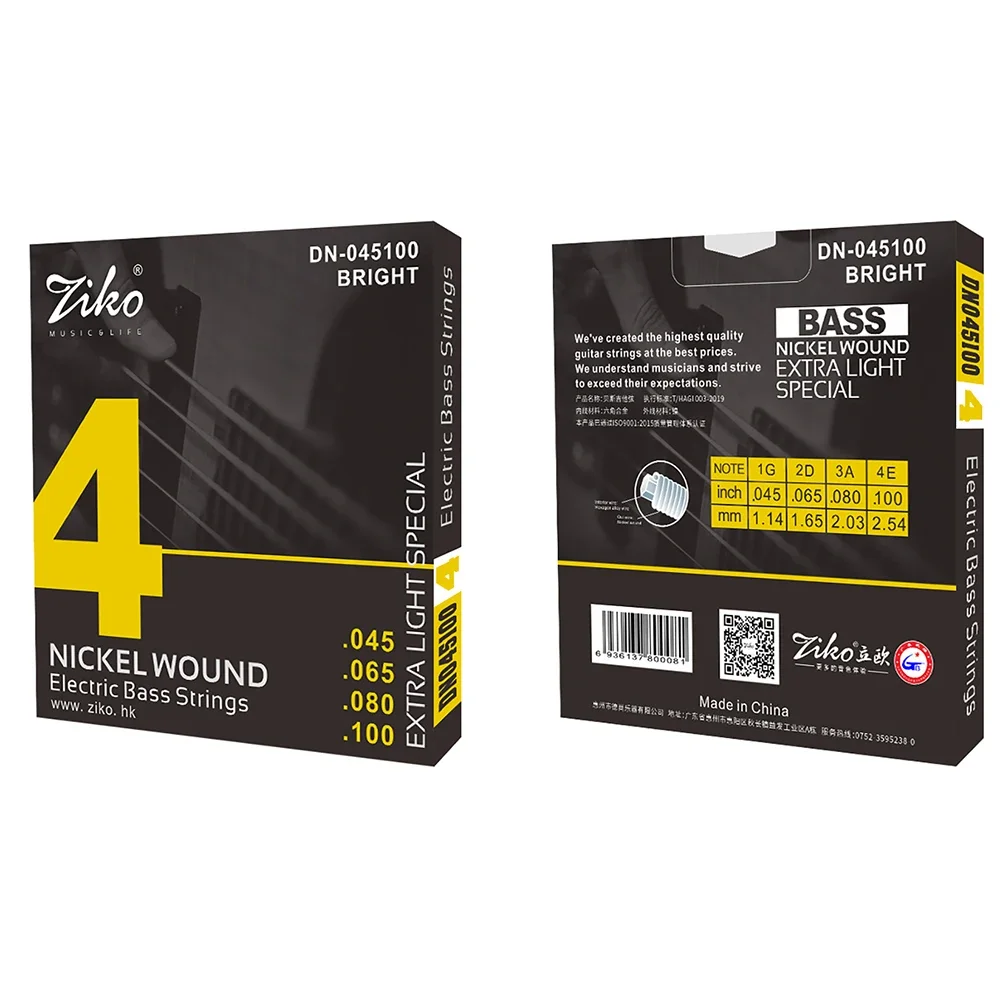 5/10 Set ZIKO Electric Bass Strings 4/5/6 String Bass Carbon Steel Hexagonal Alloy Beginner Professional Strings Bass Accessory