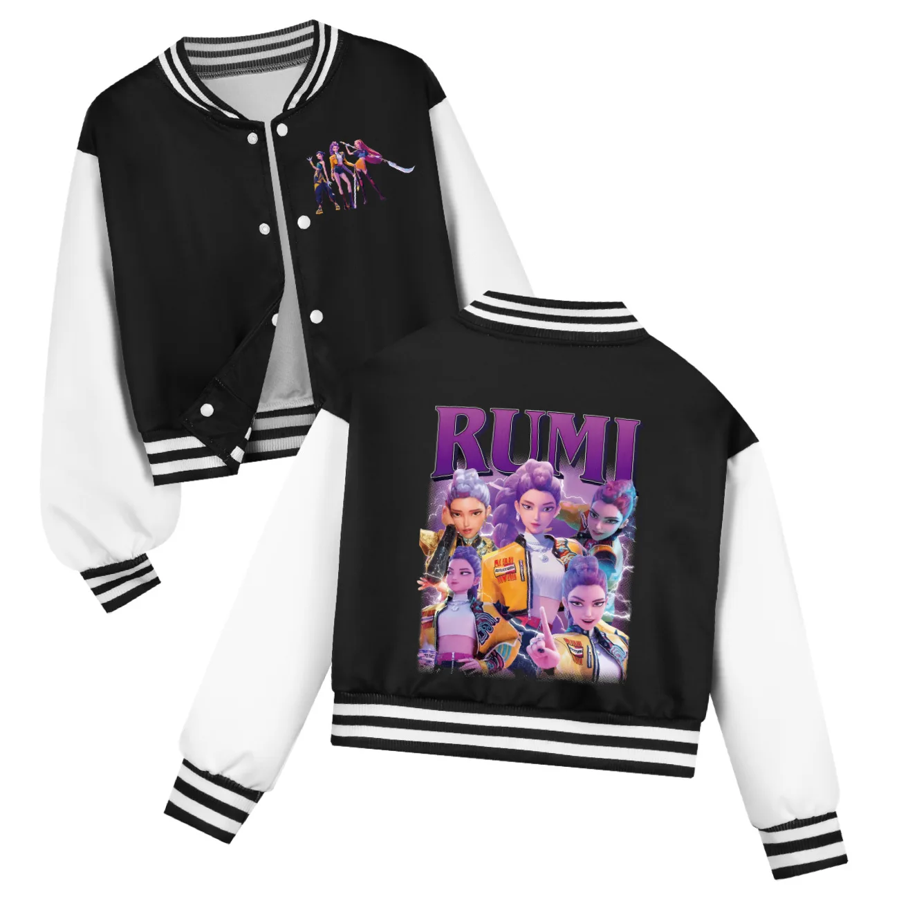 Pakaian Anak-anak KPop Pemburu Setan Huntrix Seragam Bisbol Anak Laki-laki Hoodie Kasual Bayi Perempuan Musim Semi Musim Gugur Kostum Anak-anak