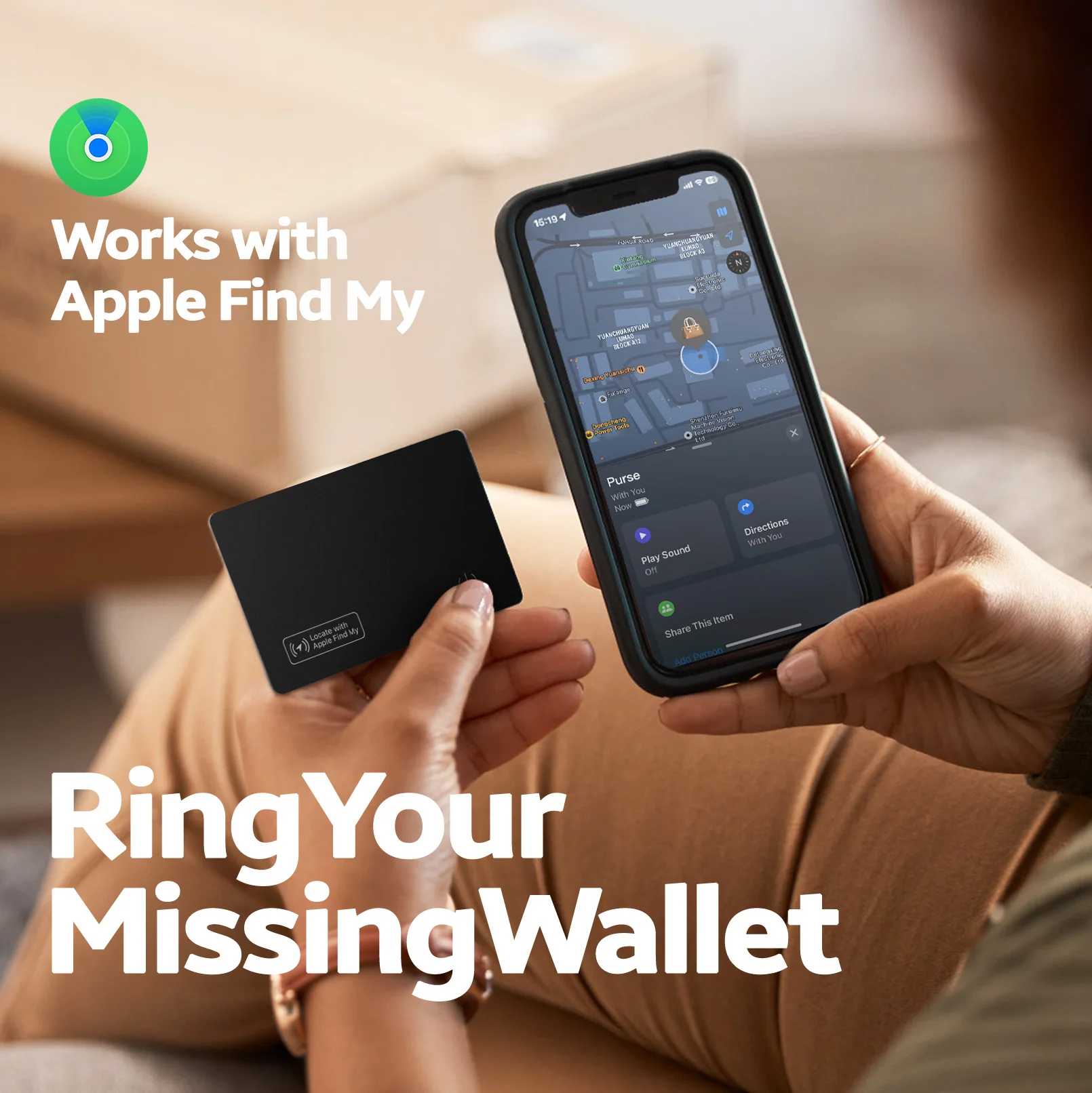 Wireless charging tracking location wallet tracker card GPS locator smart tag iphone device find my airtag replacement
