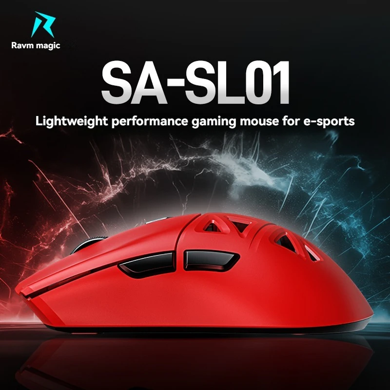 RAWM SA-SL01 Mouse 2.4G Wireless Bluetooth Lightweight Nordic52840+Paw3395 High Performance Hot Swap Gaming Mouse for FPS Gamer