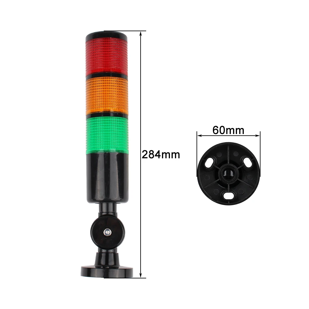 3 ชั้น 12V 24V 110V 220V สีแดงสีเขียวสีเหลืองอุตสาหกรรม Tower ไฟเตือน H50 ไฟแสดงสถานะแสงคงที่