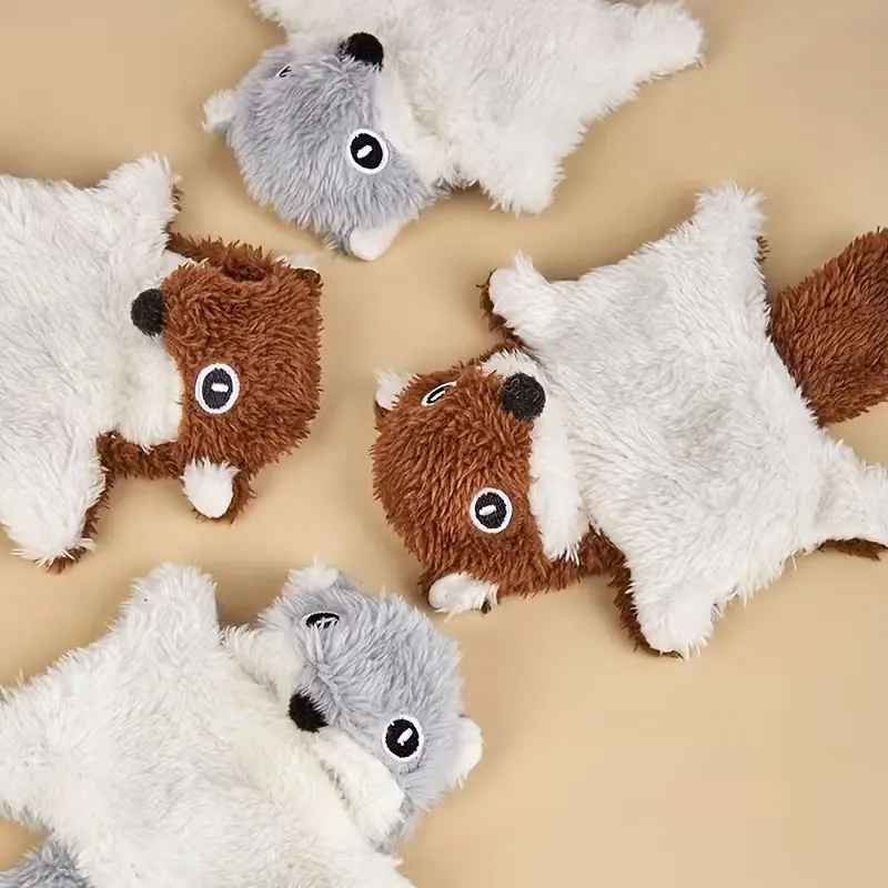 Plush Lying down Squirrel Pet Toy with Sound, Cat and Dog Toys, Squirrel Dog Toy, Durable Chew Toy for Mice, Flying Squirrel Dog or Cat Teeth Cleaning Toy