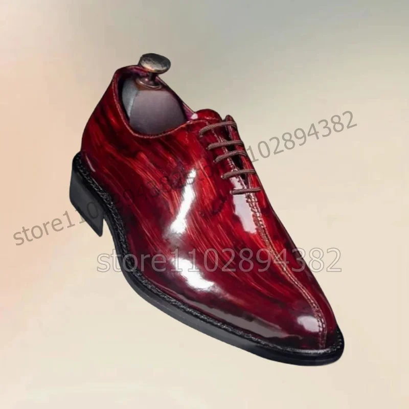 

Burgandy Sewing Design Pointed Toe Strappy Men Shoes Fashion Slip On Male Shoes Luxury Handmade Party Banquet Men Casual Shoes